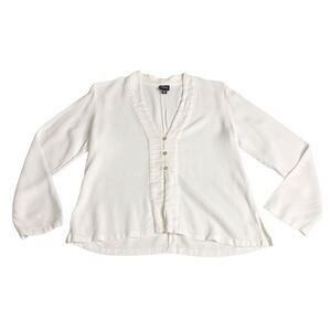 Eileen Fisher Top Womens M White Textured Rayon Button Front Coastal Boho Chic